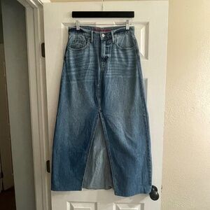 Lucky Brand Long Denim Jean "Rigid" Maxi Skirt NWOT - Size 2/26